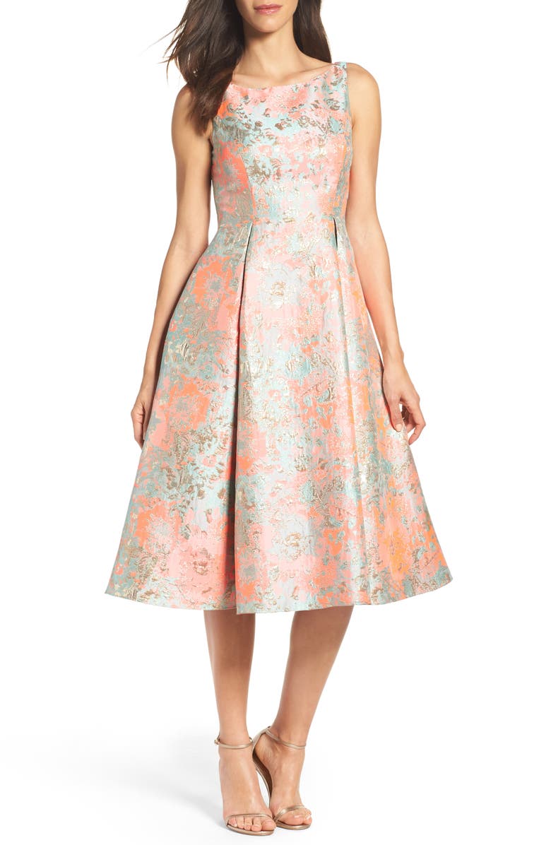 Adrianna Papell Metallic Jacquard Fit & Flare Dress | Nordstrom