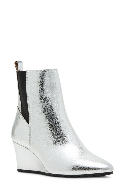 Shop Blondo Veena Waterproof Wedge Bootie In Silver Leather