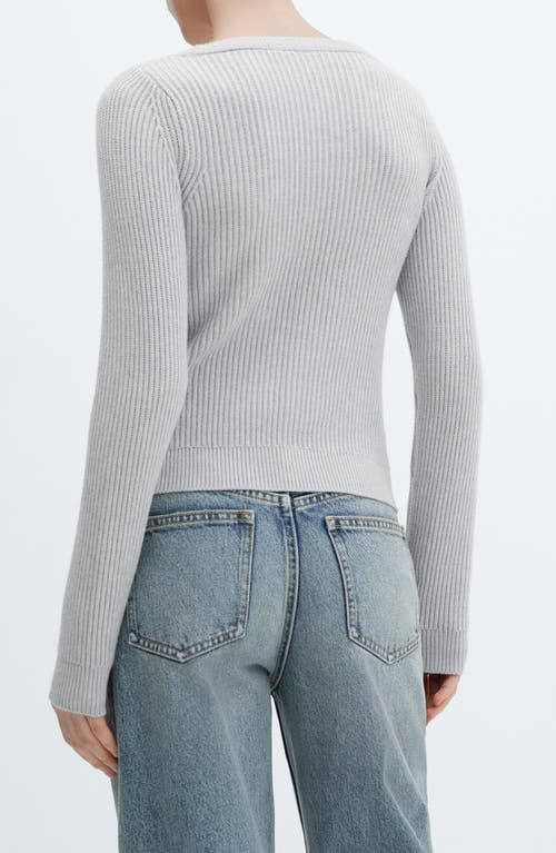 Shop Mango Scoop Neck Rib Sweater In Grey