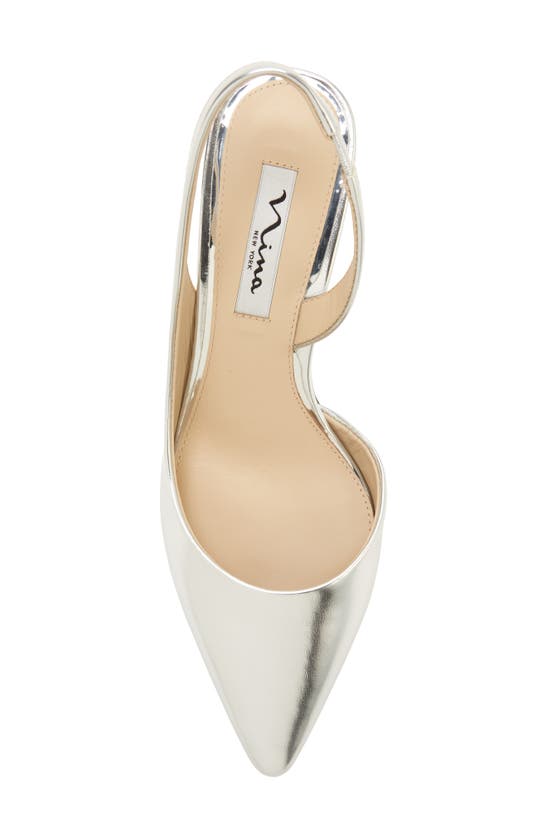 Nina 60 Slingback Half D'orsay Pointed Toe Pump In Silver