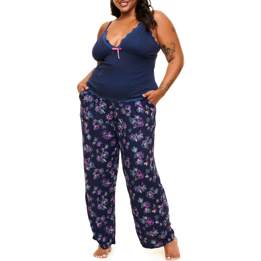 Adore Me Bryony Women's Plus-size Pajama Cami & Pants Set In Floral Blue