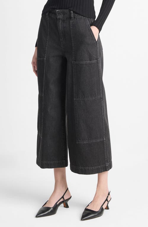 Shop Vince Utility Crop Wide Leg Jeans In Washed Black