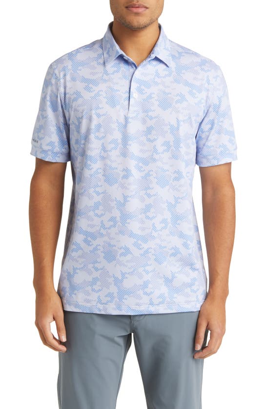 Shop Mizzen + Main Mizzen+main Versa Camouflage Print Performance Golf Polo In Blue Multi Camo Stripe