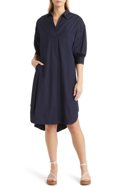 Nordstrom Oversize Three-Quarter Sleeve Shirtdress in Navy Night