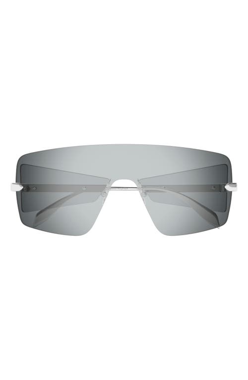Alexander McQueen 99mm Oversize Mask Sunglasses in Silver at Nordstrom