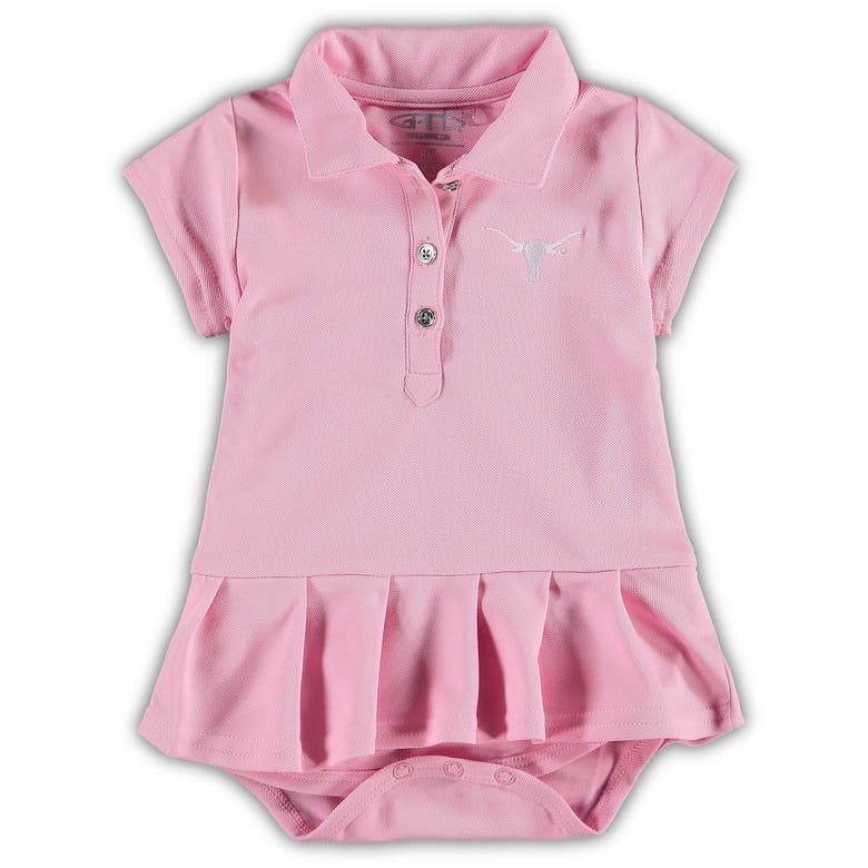 Garb Babies' Girls Infant  Pink Texas Longhorns Caroline Cap Sleeve Polo Bodysuit