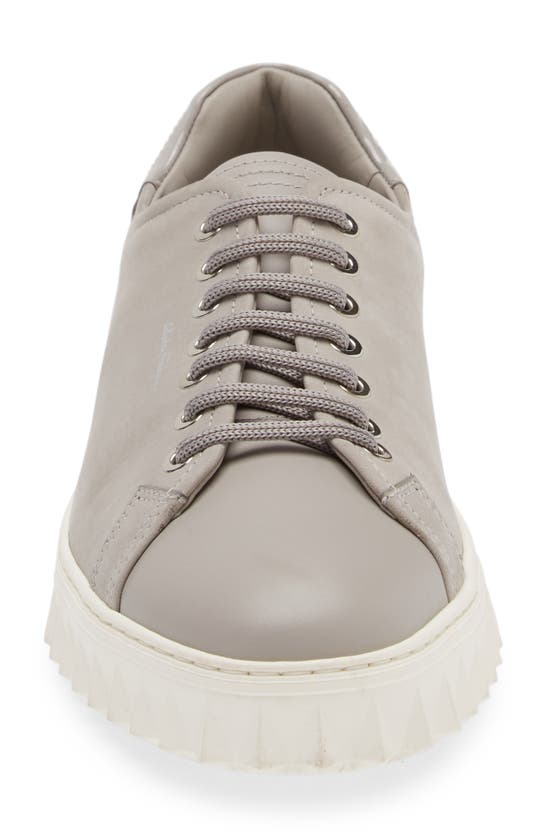 Shop Icon Trade Services Ferragamo Cube Leather Sneaker In Light Grey