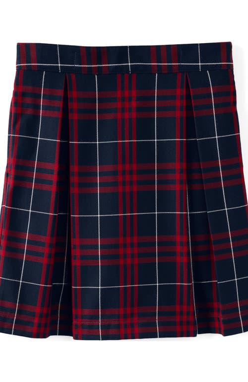 Lands' End School Uniform Girls Plaid Skort Top Of Knee In Classic Navy Large Plaid