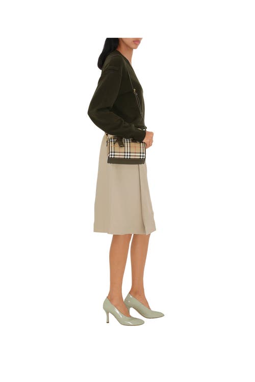 Burberry Beige Mini Check Bowling Bag In Military