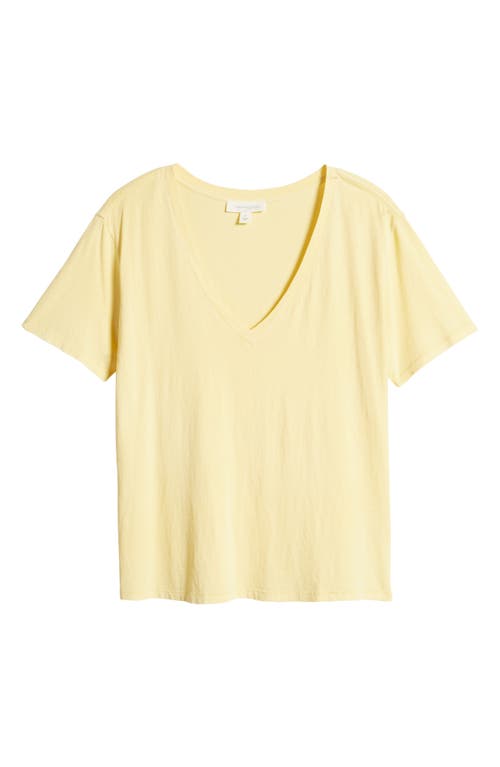 Shop Treasure & Bond Oversize V-neck Cotton T-shirt In Yellow Raffia