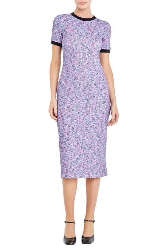 Shop English Factory Rainbow Knit Midi Dress In Blue Multi