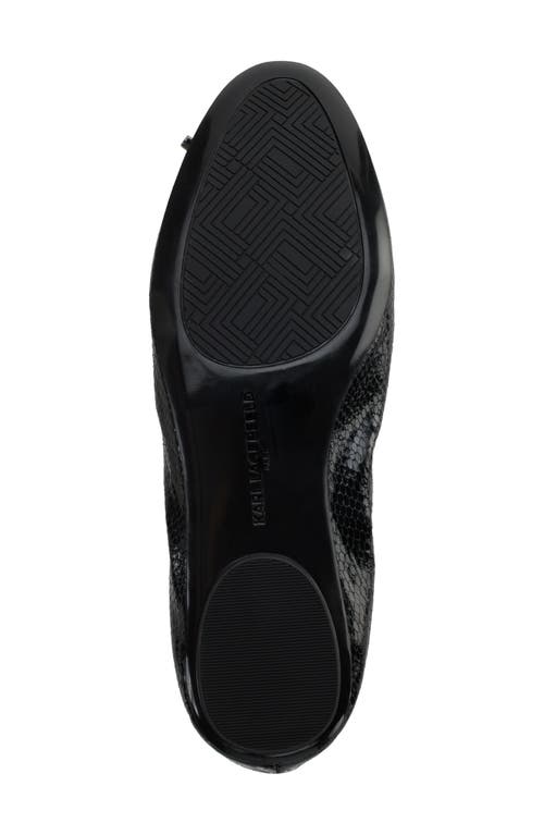 Karl Lagerfeld Paris Velma Snakeskin Embossed Ballet Flat In Black