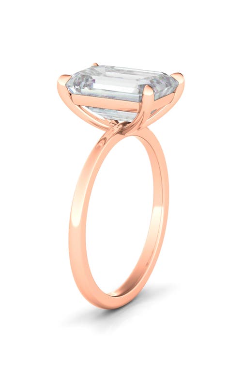 Hautecarat Emerald Cut Lab Created Diamond Ring In 2.00 Ctw 18k Rose Gold