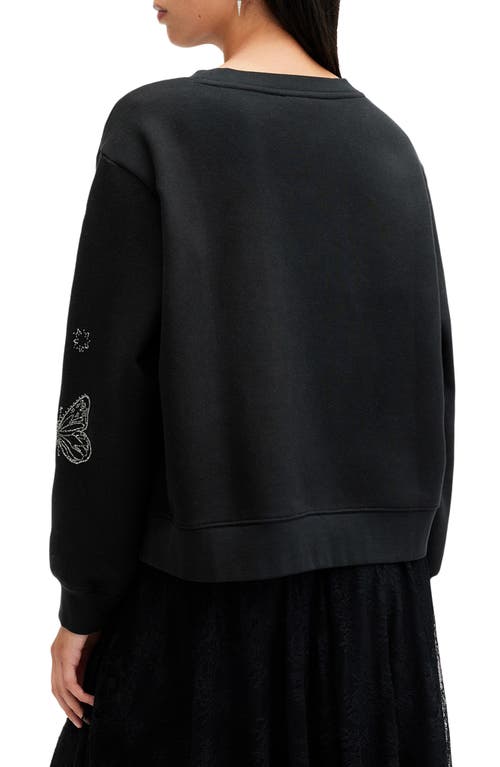 Shop Allsaints Pippa Beaded Hex Cotton Blend Sweater In Black