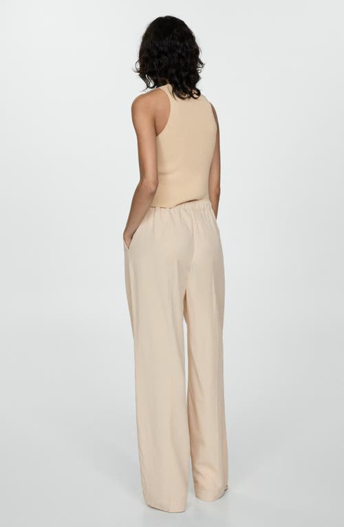 Shop Mango Pleated Straight Leg Pants In Beige