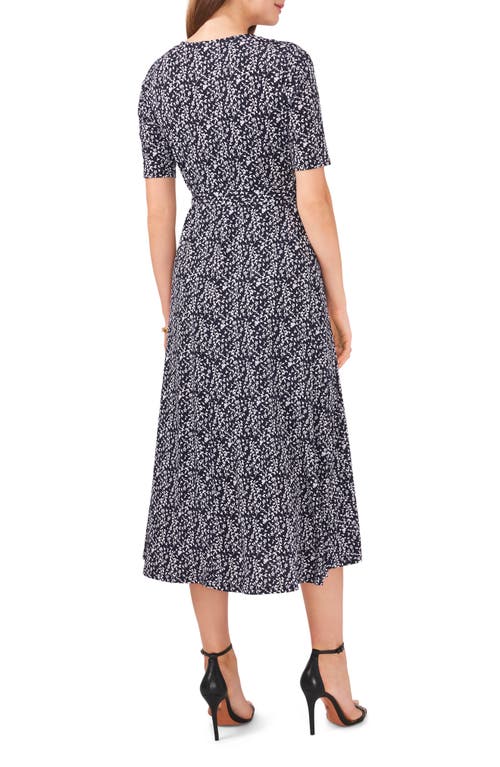 Shop Chaus V-neck Belted Midi Dress In Navy/white