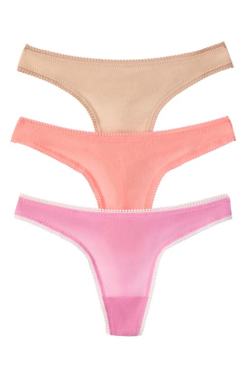 On Gossamer 3-Pack Mesh Thongs in Coral /Purple /Beige 