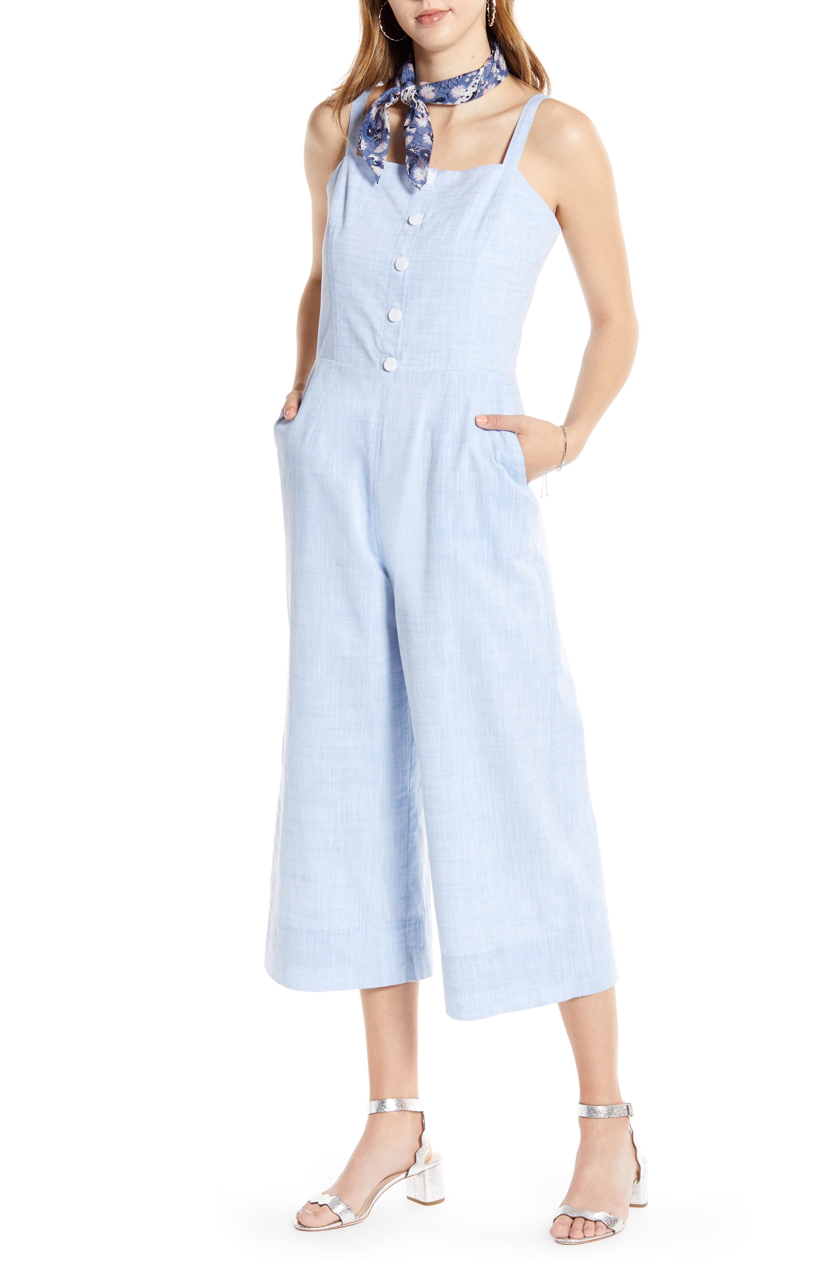 petite chambray jumpsuit