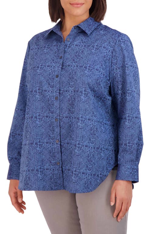 Foxcroft Croc Jacquard Cotton Blend Button-Up Shirt at Nordstrom,