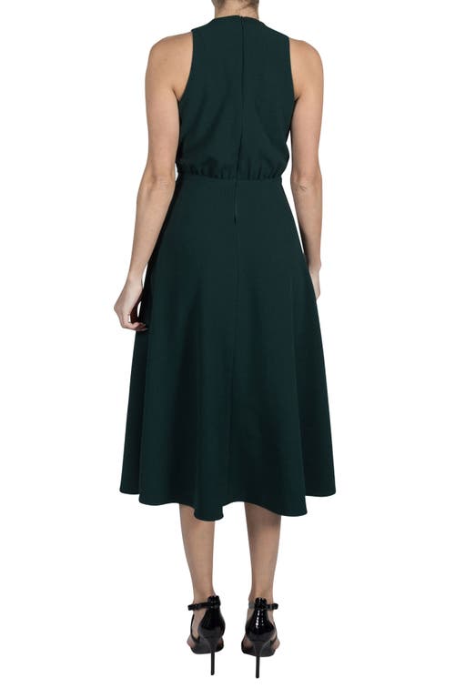 JULIA JORDAN JULIA JORDAN HIGH NECK FIT & FLARE MIDI DRESS 