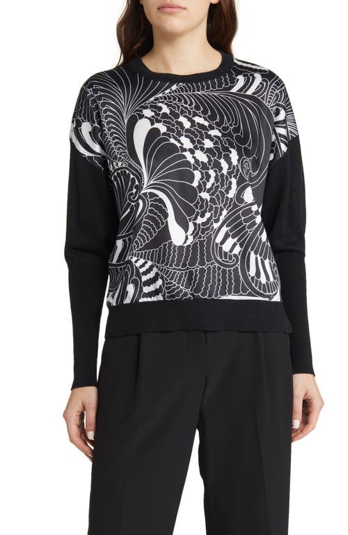 Ted Baker London Sicell Woven Front Sweater in Black