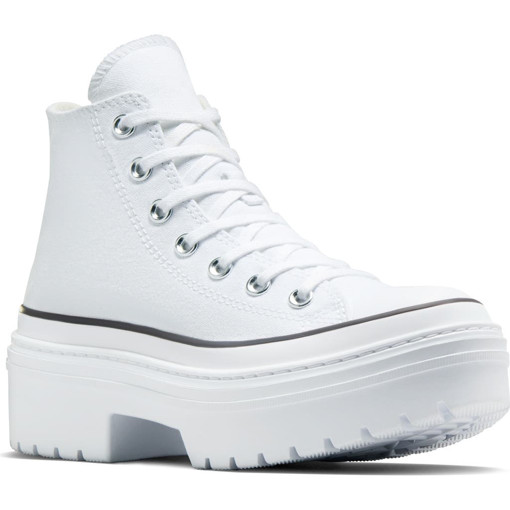 Converse Chuck Taylor All Star High Top Notched Heel Platform Sneakers Women In White/black/egret
