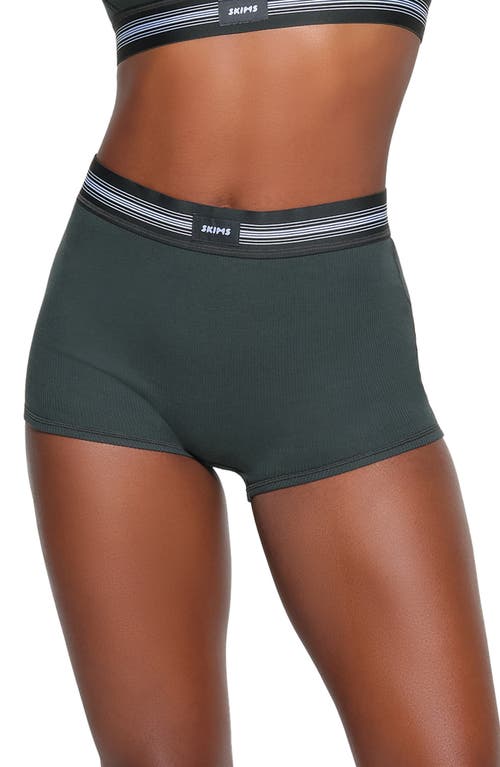 SKIMS Stretch Cotton Rib Boyshorts Spruce at Nordstrom,