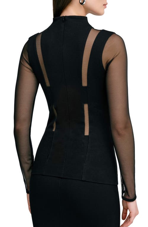 Marcella Amelia Ponte & Mesh Top In Black
