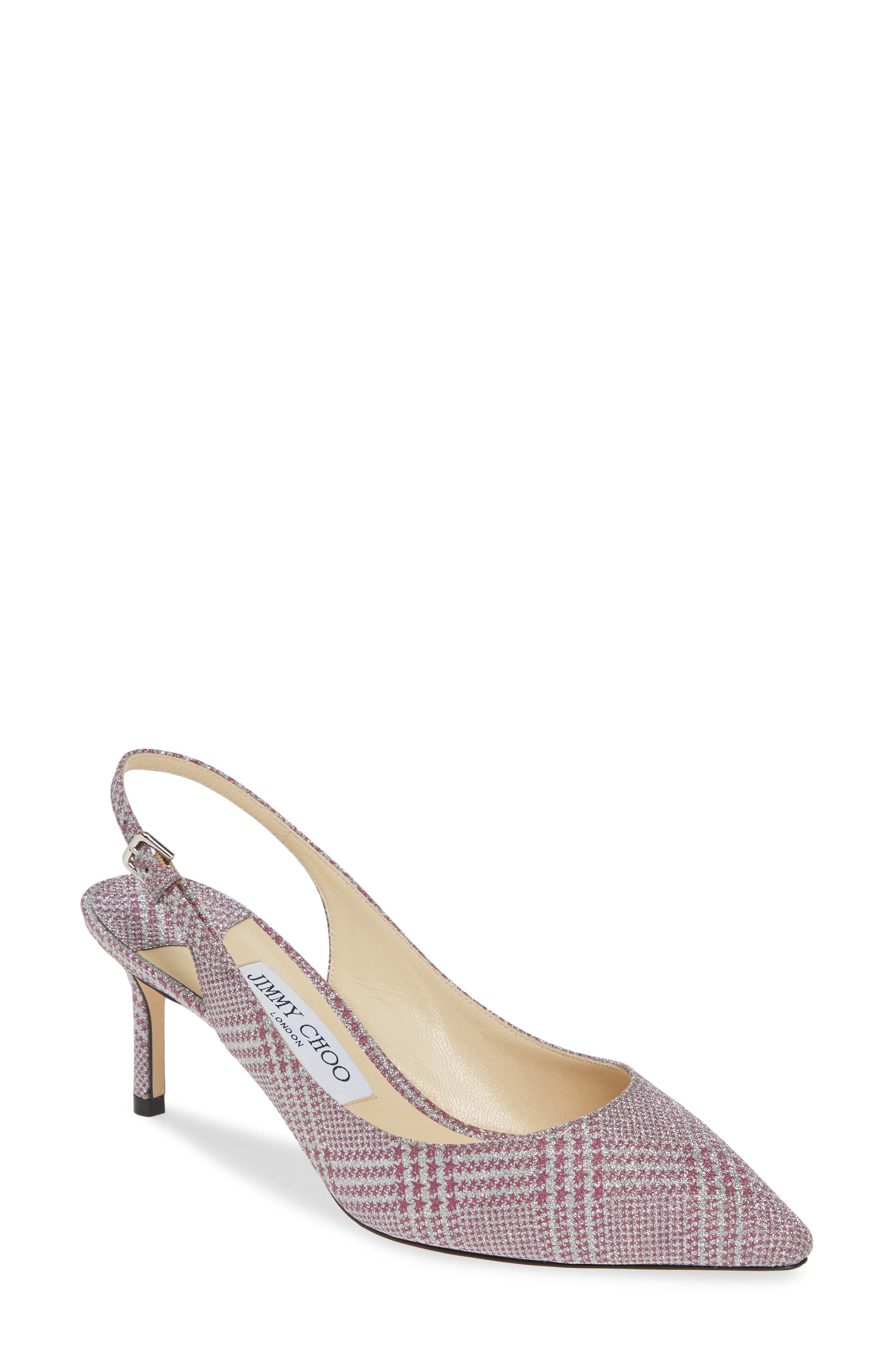 Jimmy Choo Erin Glen Plaid Glitter Slingback Pump - Pink