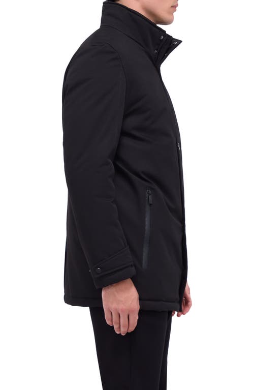 Shop Bugatchi Water Repellent Twill Jacket With Bib In Caviar