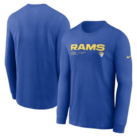 Men's Nike Royal Los Angeles Rams Fan Gear Team Stack Hoodie Performance  Long Sleeve T-Shirt