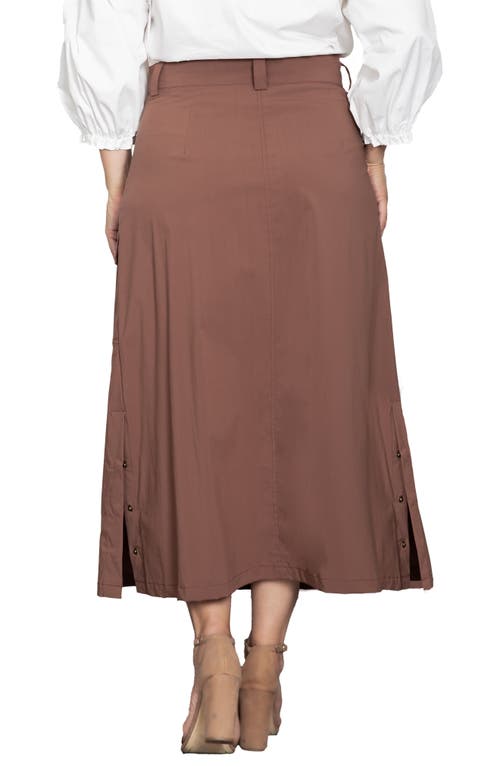 Standards & Practices Snap Detail Cargo Skirt In Coffee Brown