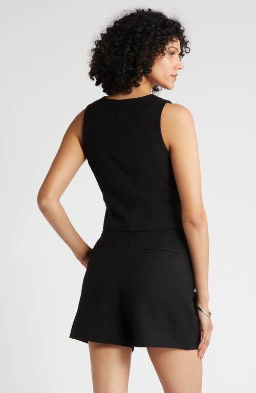 Nordstrom Textured Button-up Vest In Black