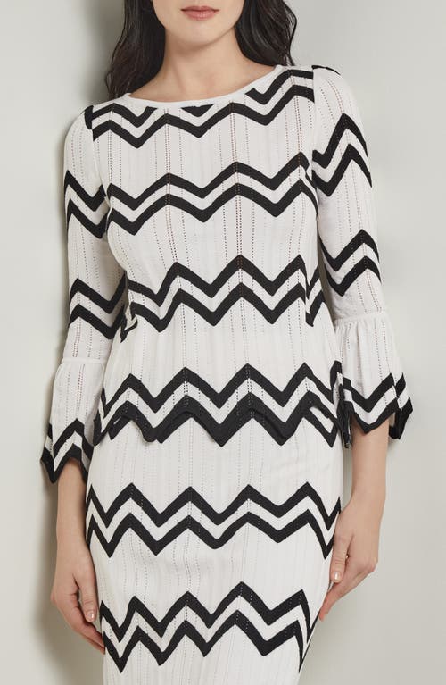 Misook Chevron Sweater Ivory Black at Nordstrom,