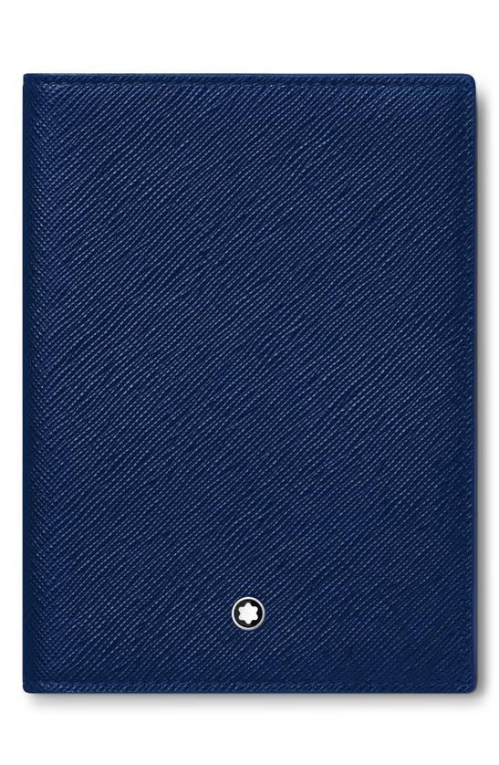 Montblanc Sartorial Leather Passport Case In Blue