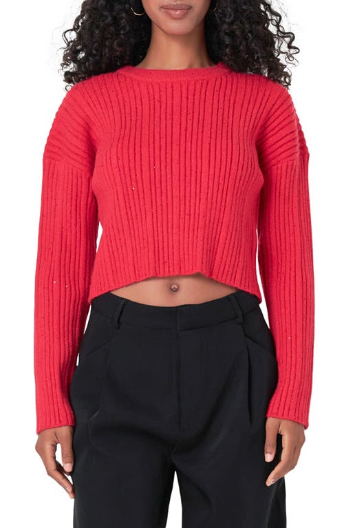 Shop Endless Rose Sequin Crop Sweater In Red