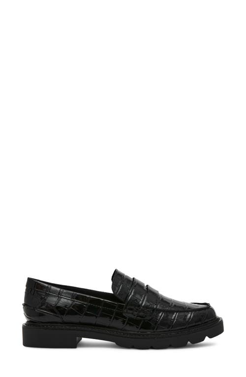 Shop Anne Klein Eryn Croc Embossed Penny Loafer In Black Croco