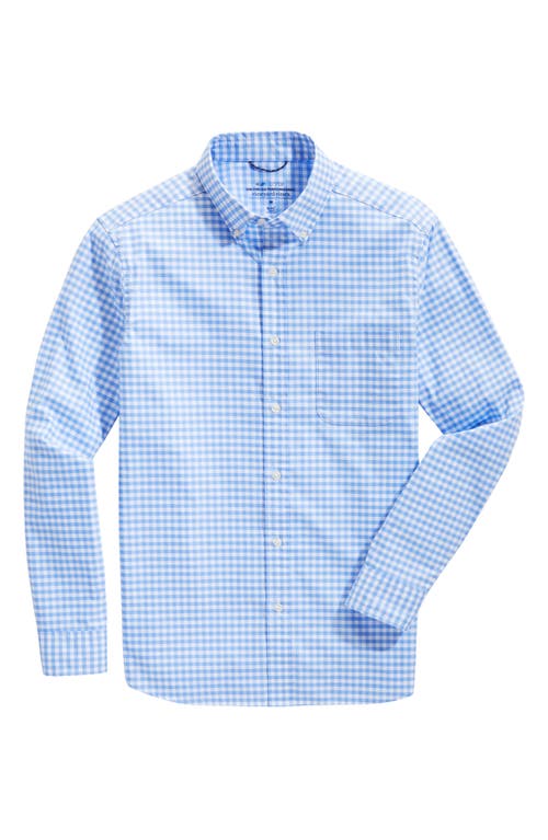 Classic Fit On-The-Go brrrº Gingham Button-Down Shirt in Newport Blue
