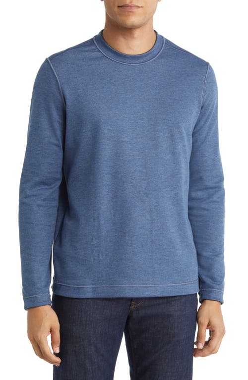 Shop Johnston & Murphy Reversible Cotton & Modal Blend Sweater In Blue/light Grey