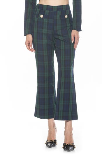 Alexia Admor Jayden Plaid Wide Leg Pants In Green Plaid