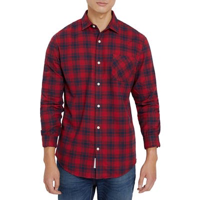 Frank And Oak Classic Fit Plaid Flannel Button-Up Shirt, Red