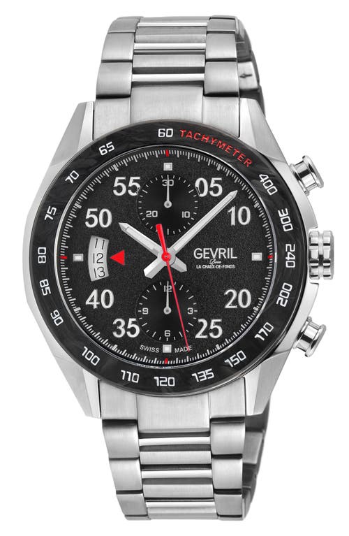 Shop Gevril Ascari Chronograph Quartz Bracelet Watch, 42mm In Silver/black