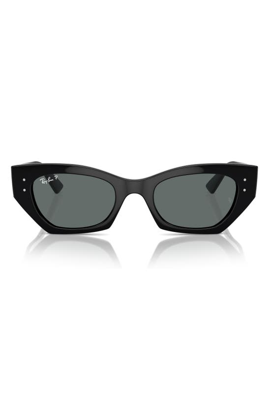 Ray Ban Zena Bio-based Sunglasses Black Frame Grey Lenses Polarized 52-22 In Black