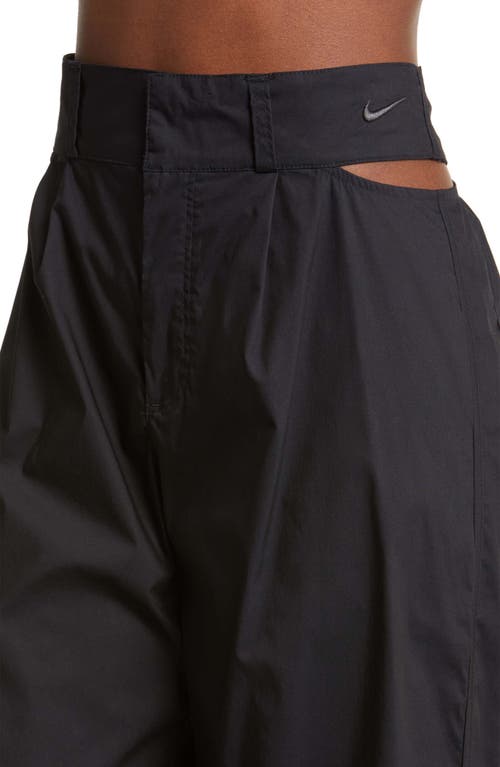 Shop Nike Cutout High Waist Wide Leg Trousers In Black/black/anthracite