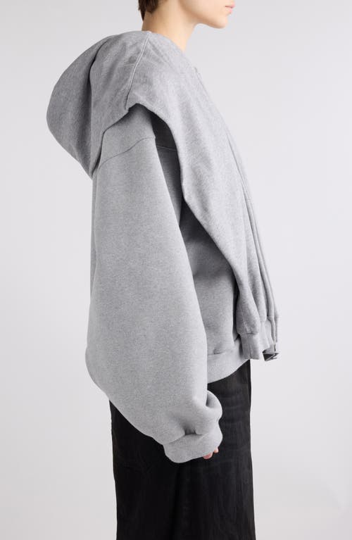 Balenciaga Incognito Oversize Zip-up Hoodie In Heather Grey