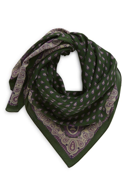 Paisley Cotton Voile Bandana in Pine Green