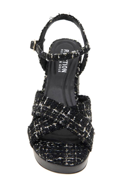 Reaction Kenneth Cole Reeva Ankle Strap Platform Sandal In Black Fabric