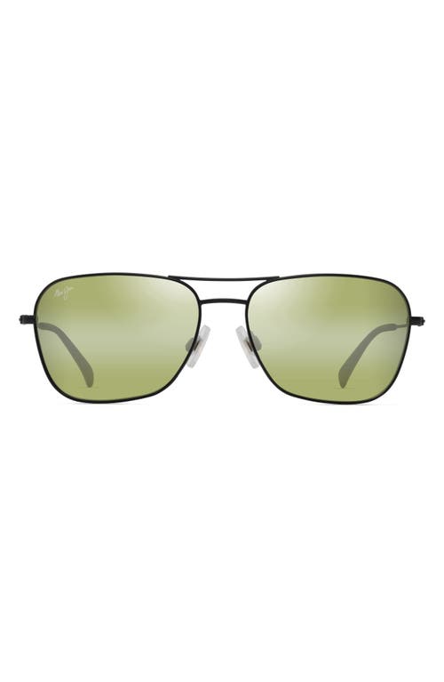 Maui Jim Naauao 58mm Polarizedplus2® Gradient Aviator Sunglasses In Matte Black Varnish