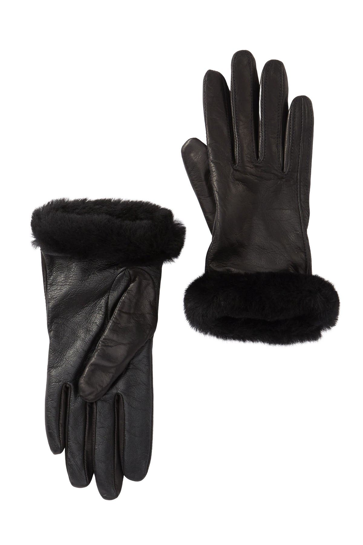 UGG Classic Leather Genuine Shearling Trim Tech Gloves Nordstrom Rack