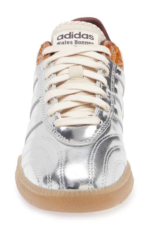 Adidas Originals Adidas X Wales Bonner Samba Panelled Metallic Leather Sneakers In Silver Metallic/easy Yellow